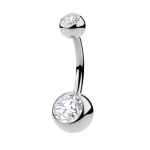 Surgical Steel 316L Classic Belly Piercing with diamonds